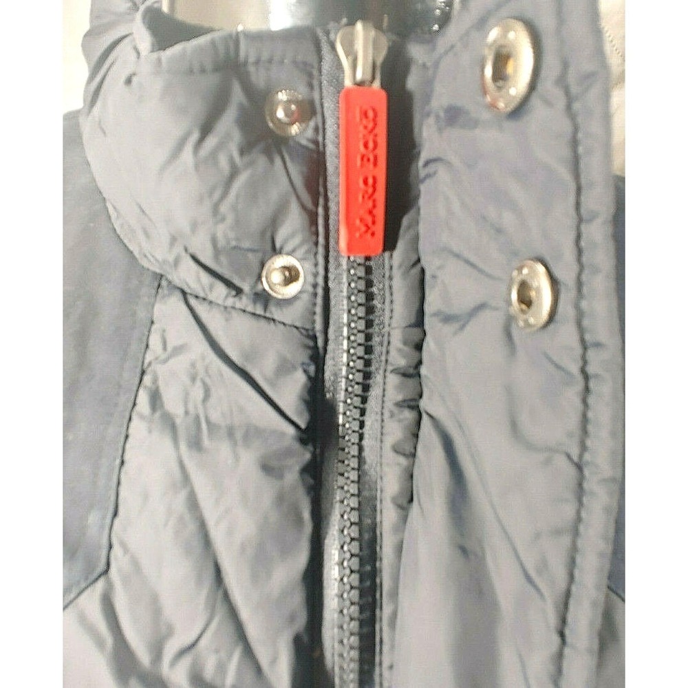 Marc Ecko Cut & Sew Mens XL Puffer Vest Navy Blue Quilted Full Zip Yellow Lining - Picture 3 of 6